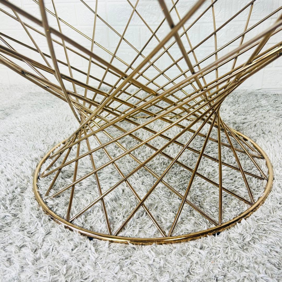 美品 フランフラン スピン コーヒーテーブル / ガラス × ゴールド