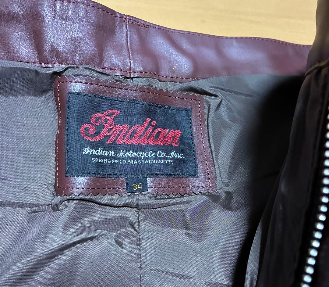 Indian レザー パンツ 34 バーガンディ
