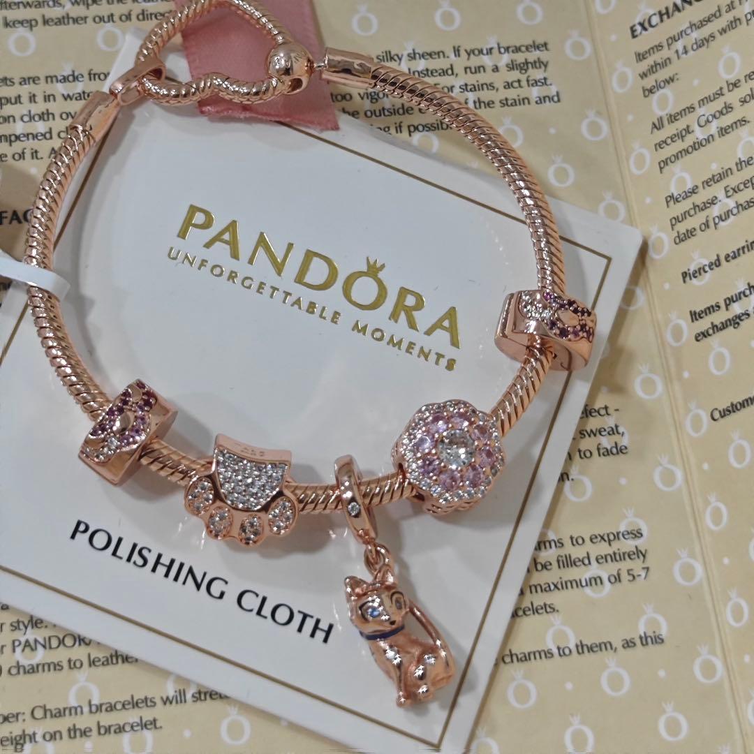 PANDORA ローズゴールド チャーム付きブレスレット 19#