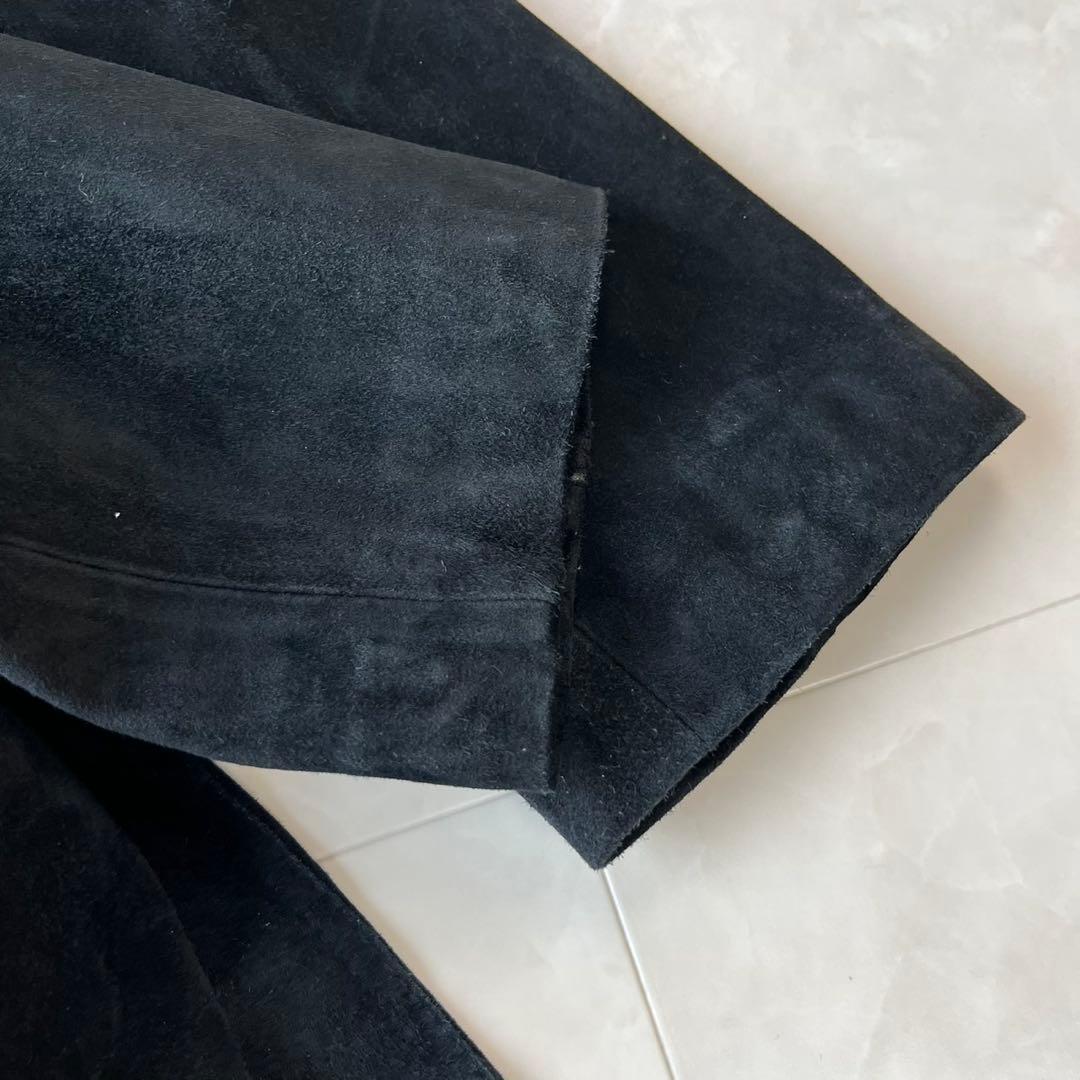 NAP 本革スエードベルテッドコート ロング　黒 15号　2XL相当