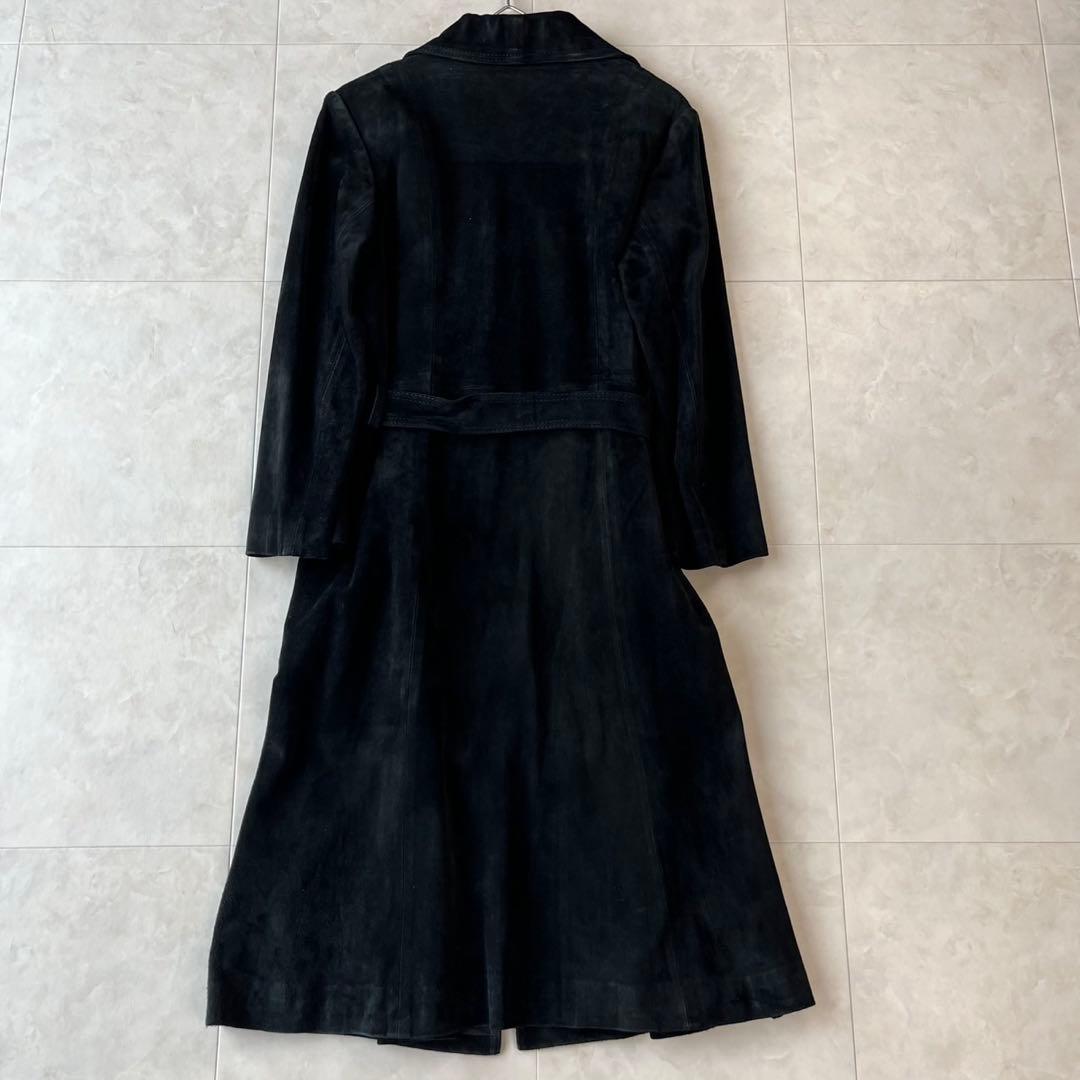 NAP 本革スエードベルテッドコート ロング　黒 15号　2XL相当
