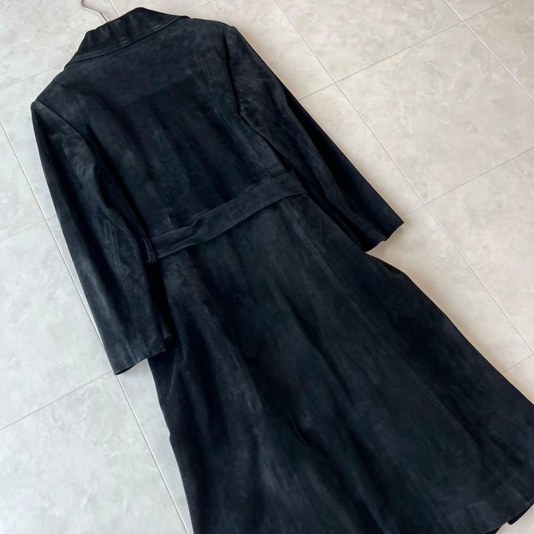 NAP 本革スエードベルテッドコート ロング　黒 15号　2XL相当