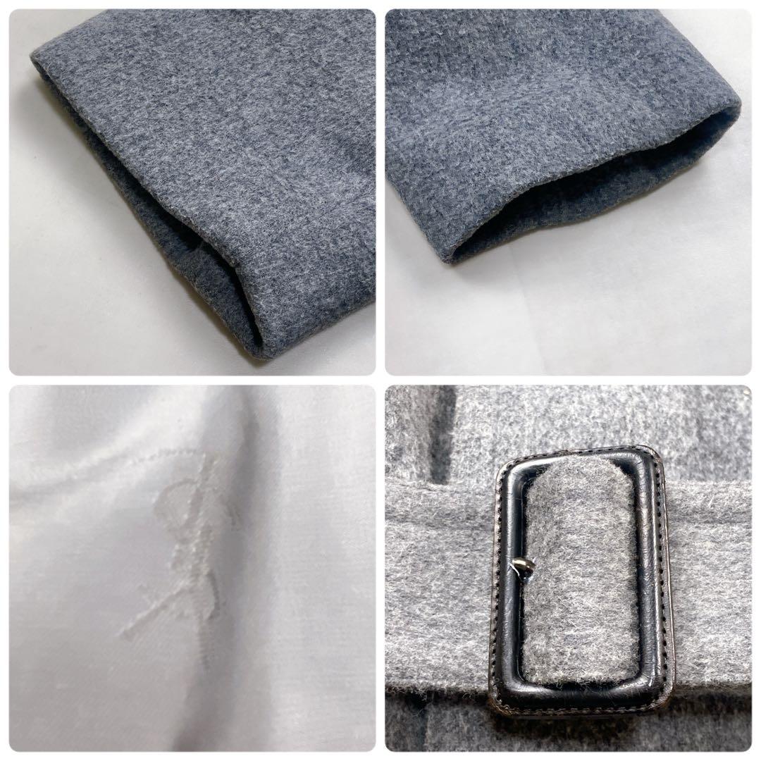 サンローラン ウールコート トレンチコート 比翼ボタン ベルト L