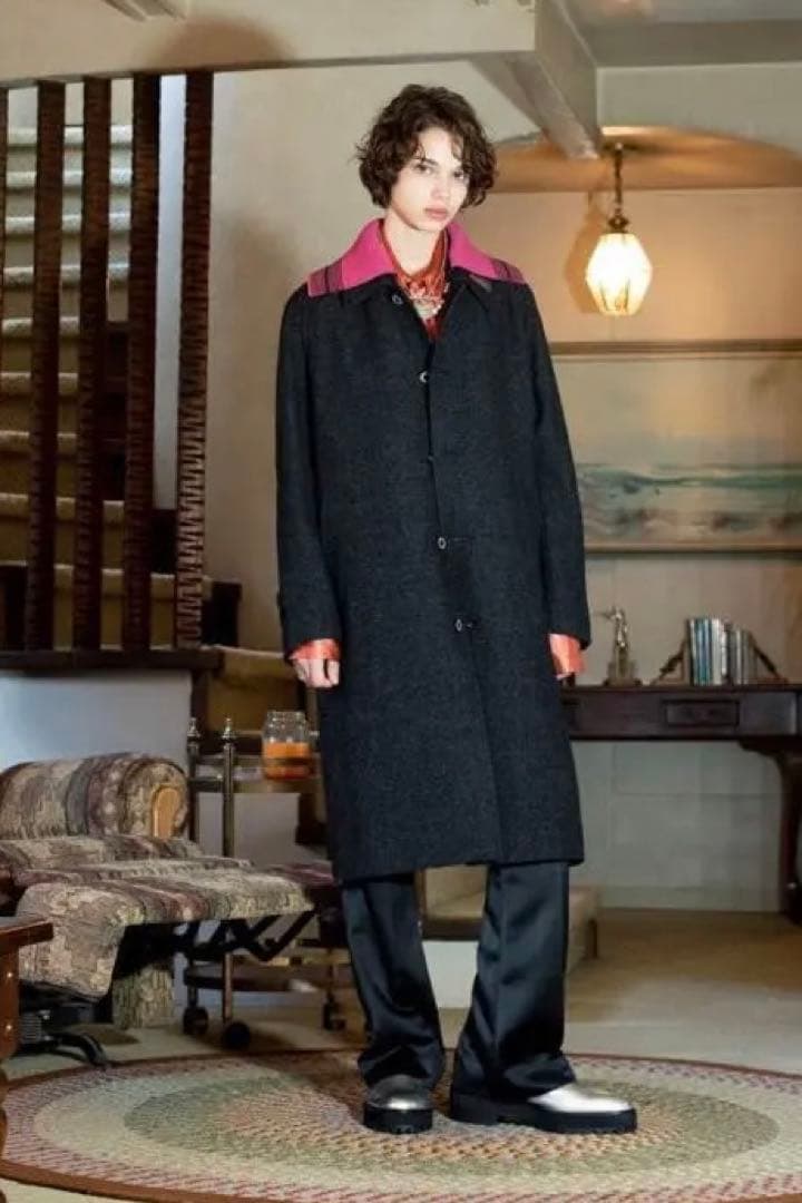 【DAIRIKU】 Rib Collar Tweed Raglan Coat