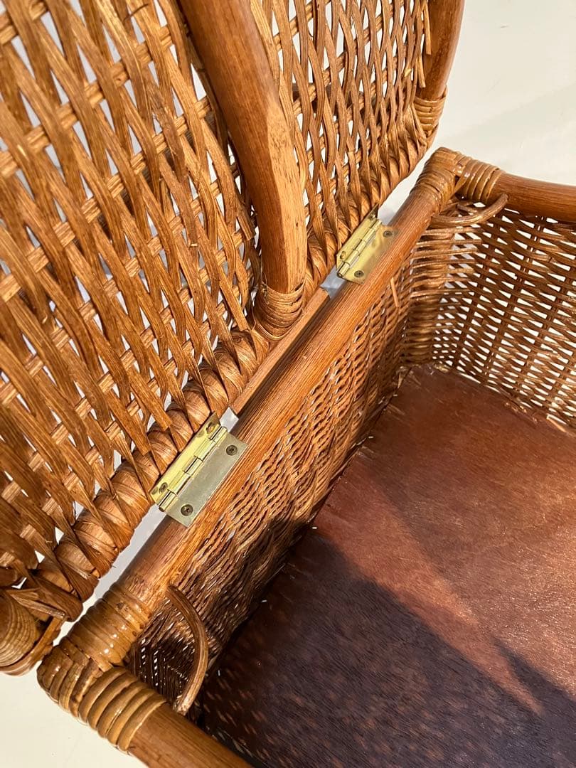 オールドラタン、両開き、収納ボックス、レトロ、古民具、和モダン、デザイン、