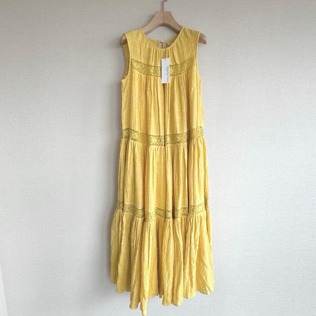 sara mallikaサラマリカ ノースリーブティアードワンピース イエロー