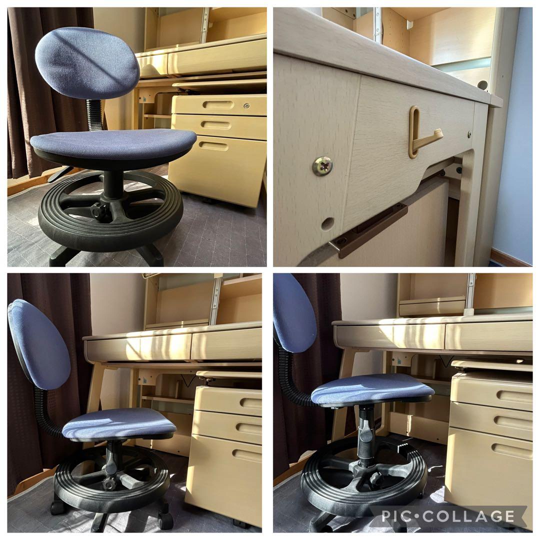 引取希望 子供用学習机 3点セット (同じセット有り) 照明付き くろがね