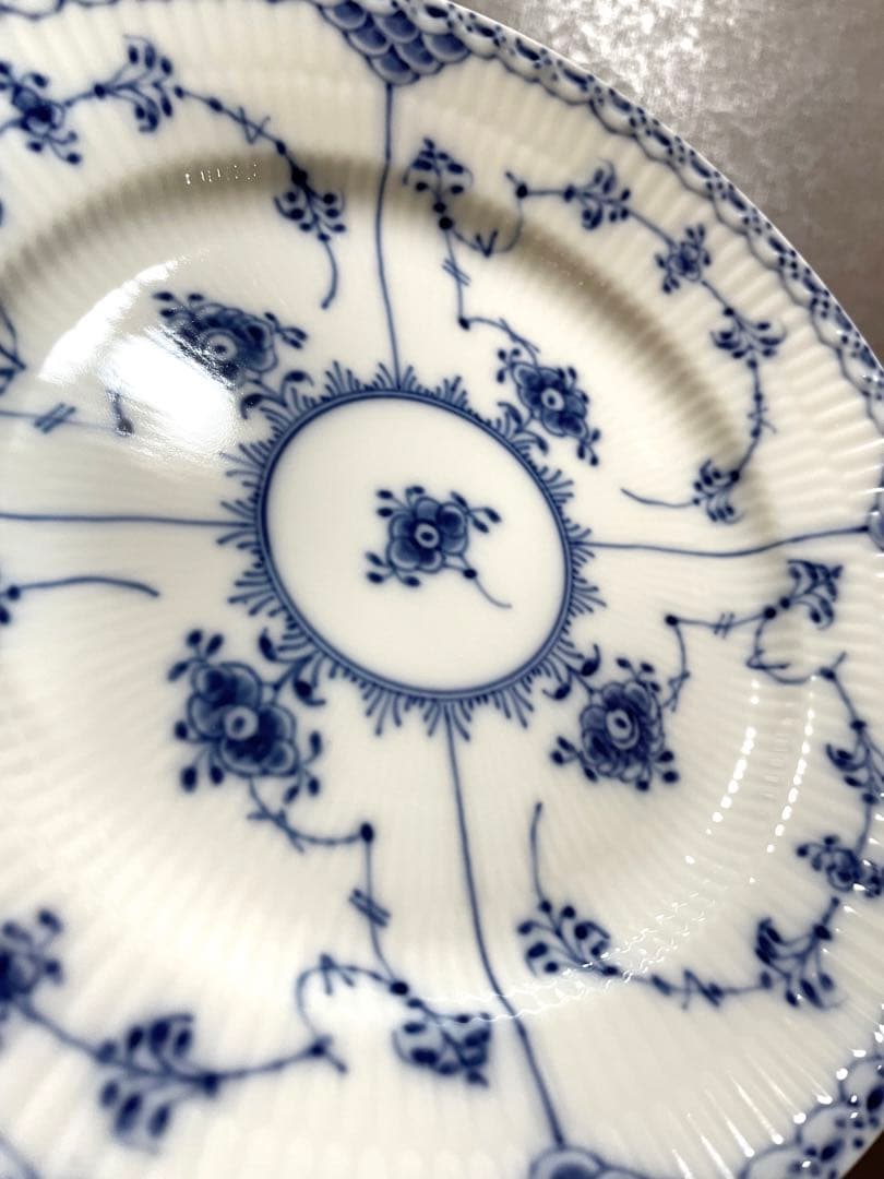 専用◇ロイヤルコペンハーゲンブルーフルーテッドハーフレースプレートペア19cA