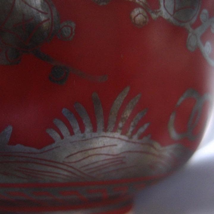 銀欄手の茶碗と蓋のセットが２セット、有田焼　江戸時代　ARITAYAKI