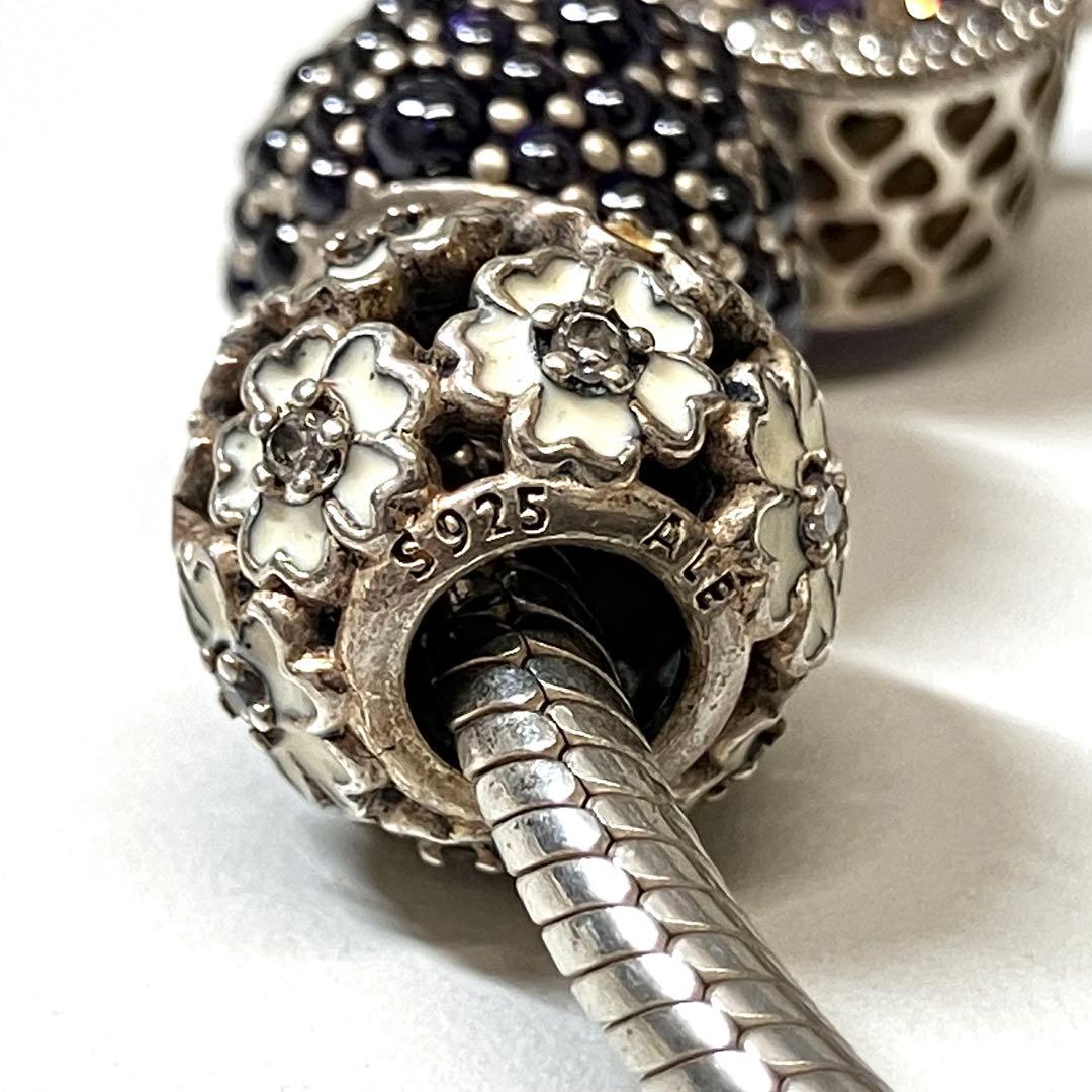 PANDORA パンドラ シルバー 925 チャーム ブレスレット パープル