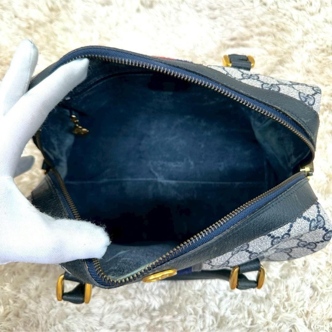 【美品】グッチ ショルダーバッグ ミニボストン 2way ネイビー スプリーム