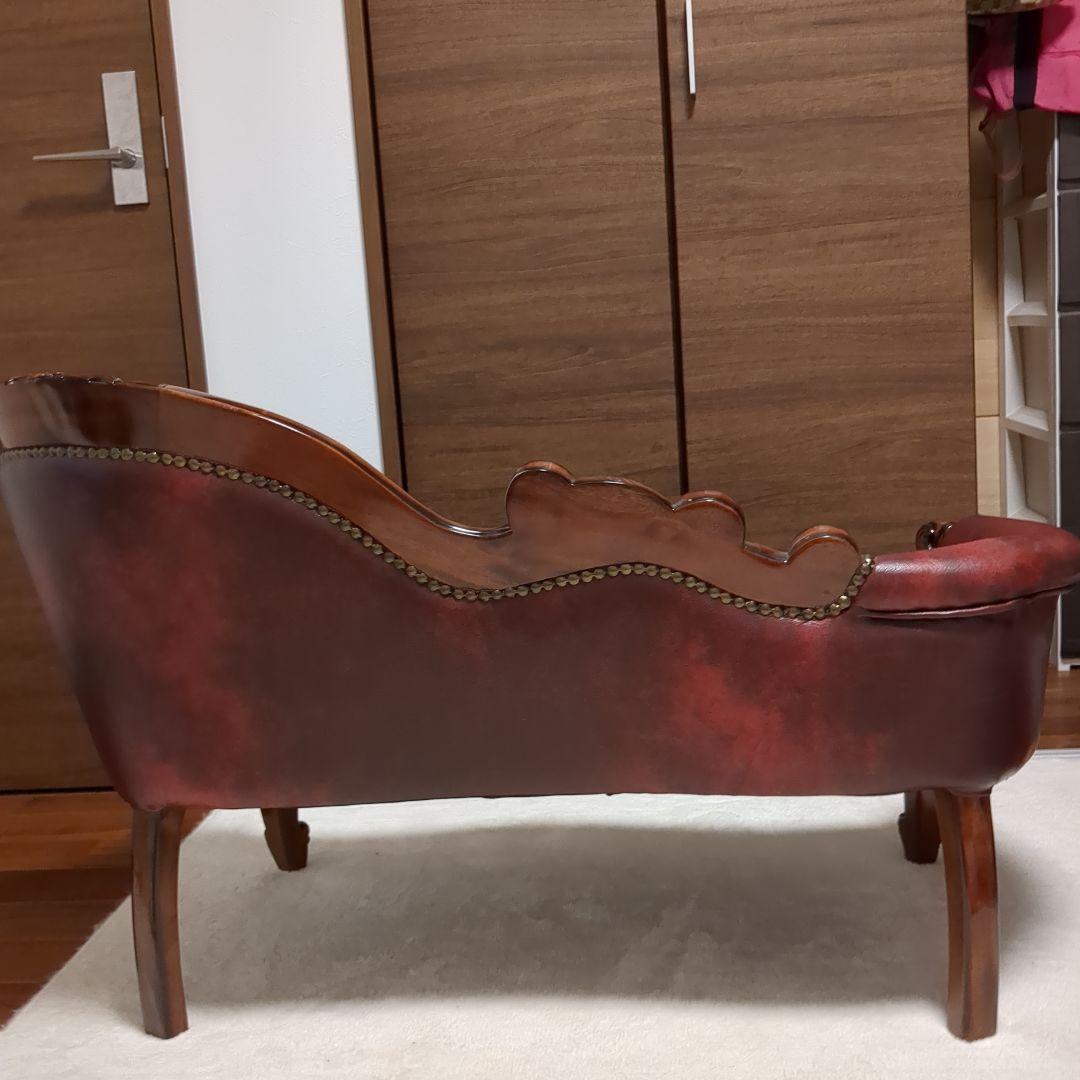 yoko　　クラシックレザーミニソファ 赤茶