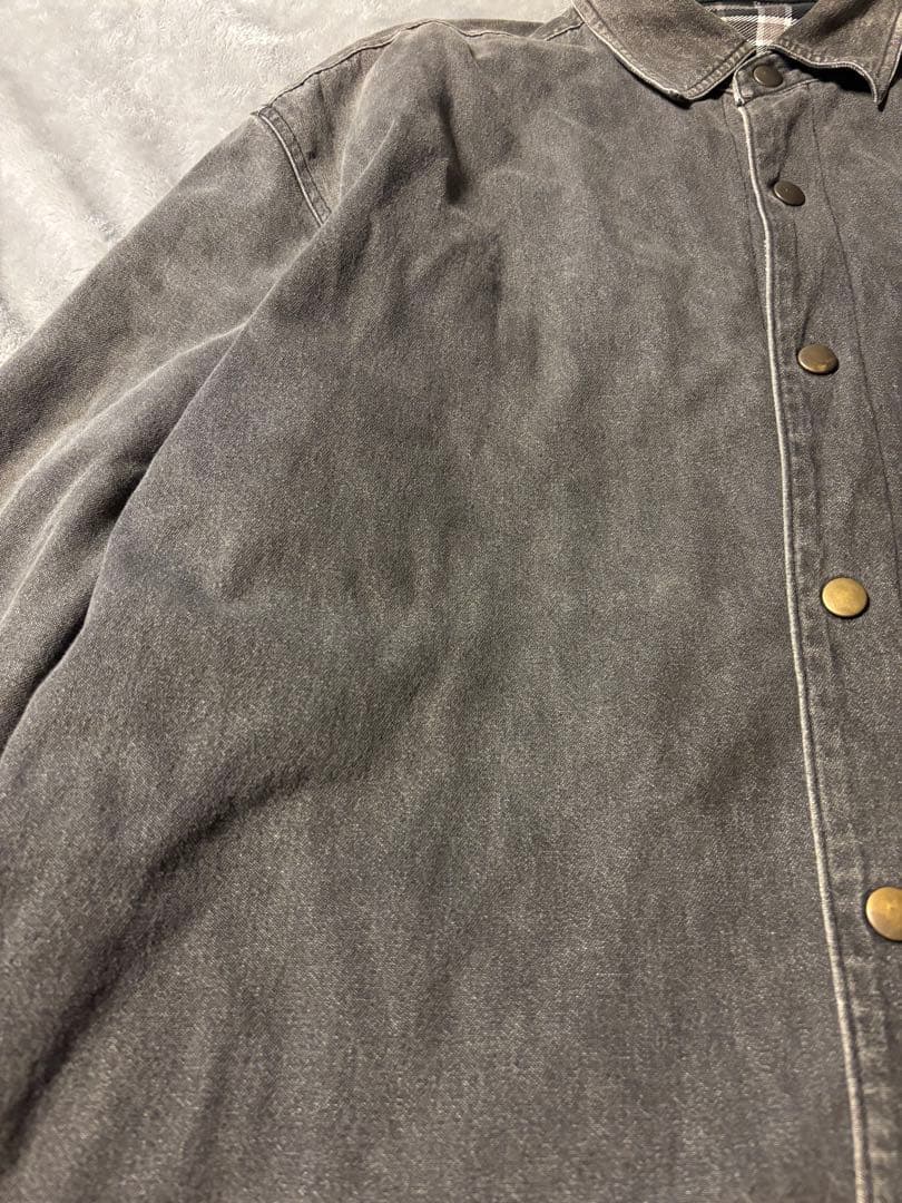 90s ブラックデニム 黒チェック ネルシャツ リバーシブル シャツ レア 黒