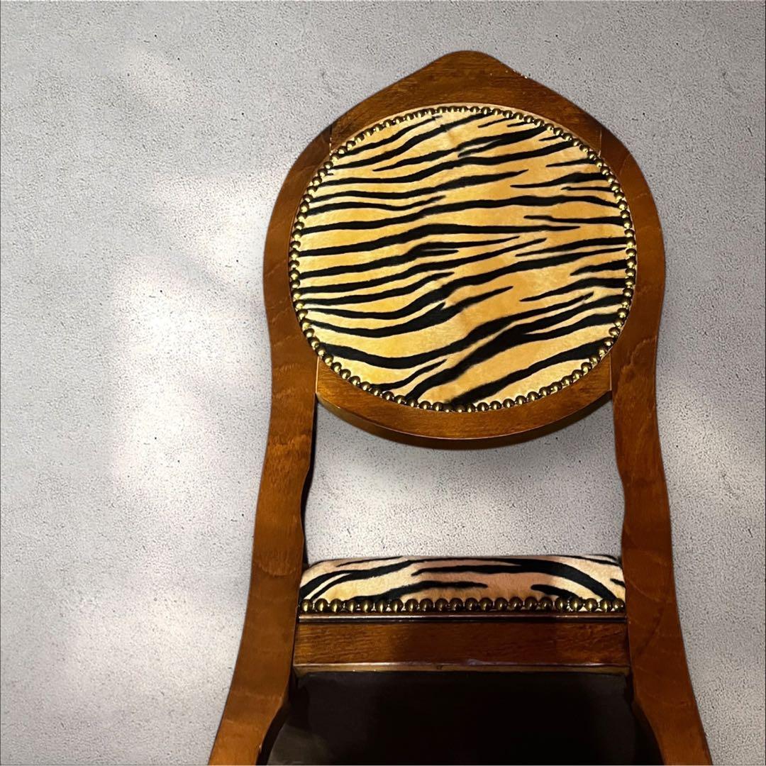 ♡ アンティーク　ヒョウ柄 猫脚 ダイニングチェア ♡