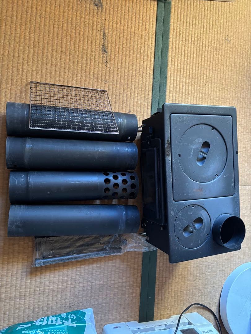 【タイムセール】キャプテンスタッグ 薪ストーブ 煙突付き 黒