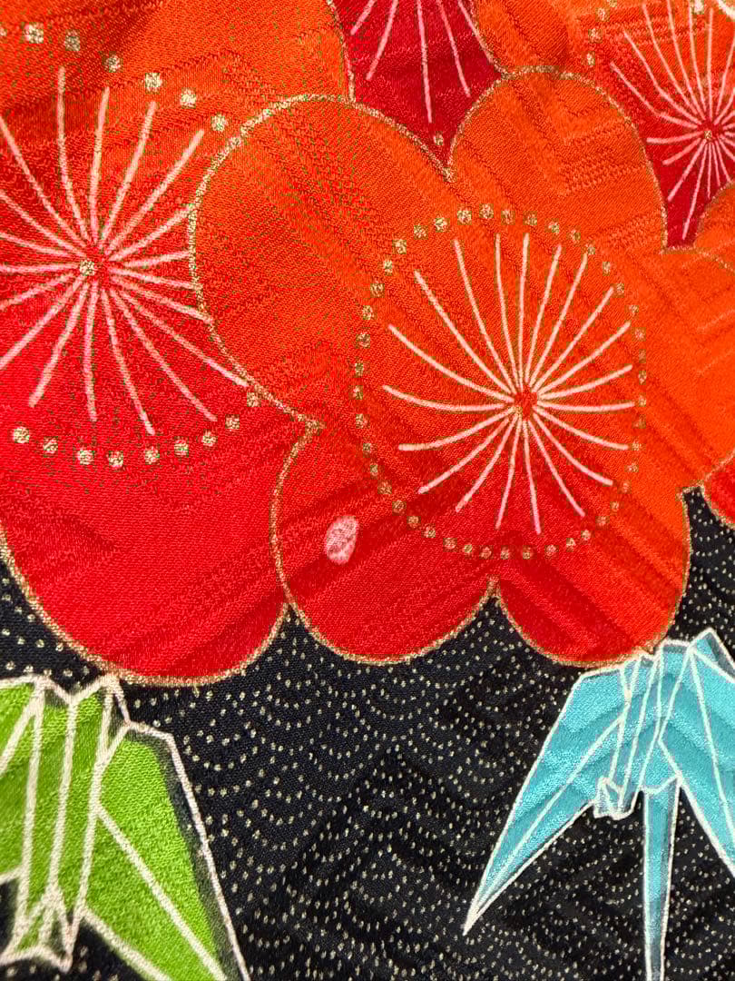 アンティーク着物　七五三　着物　折り鶴　前櫛セット