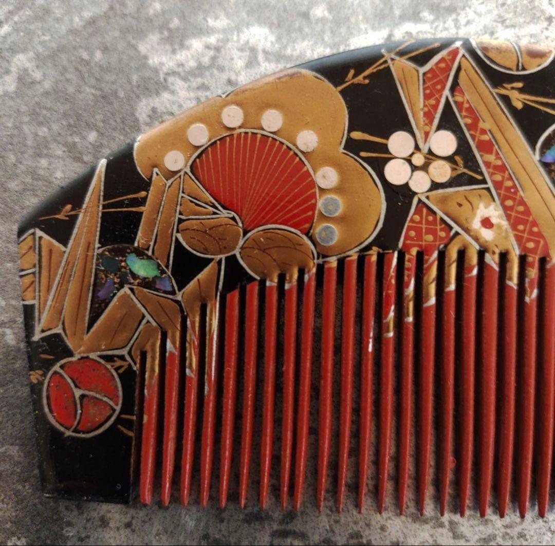 アンティーク着物　七五三　着物　折り鶴　前櫛セット