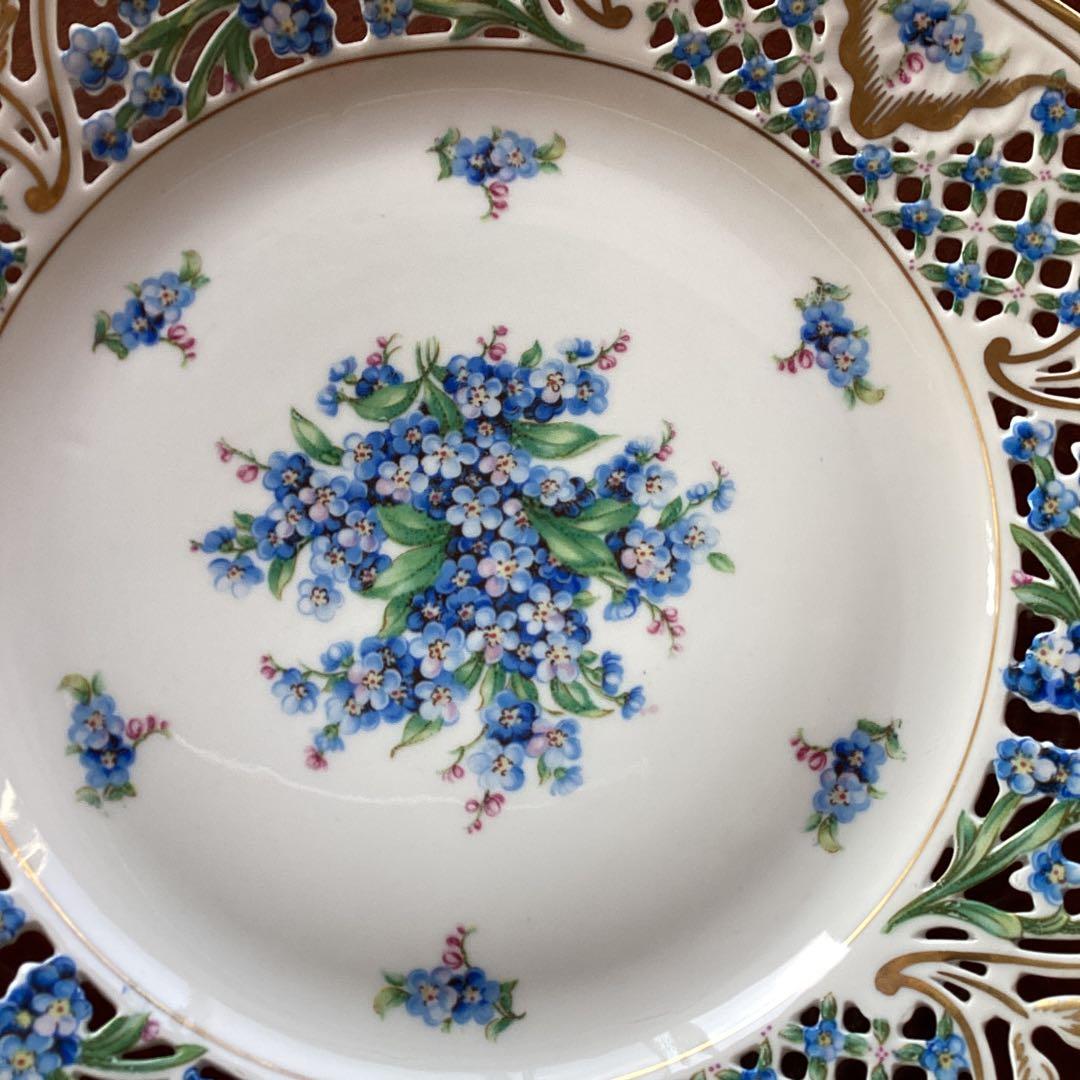 SCHUMANNBAVARIA 勿忘草24cmピアスプレートアンティーク《D》