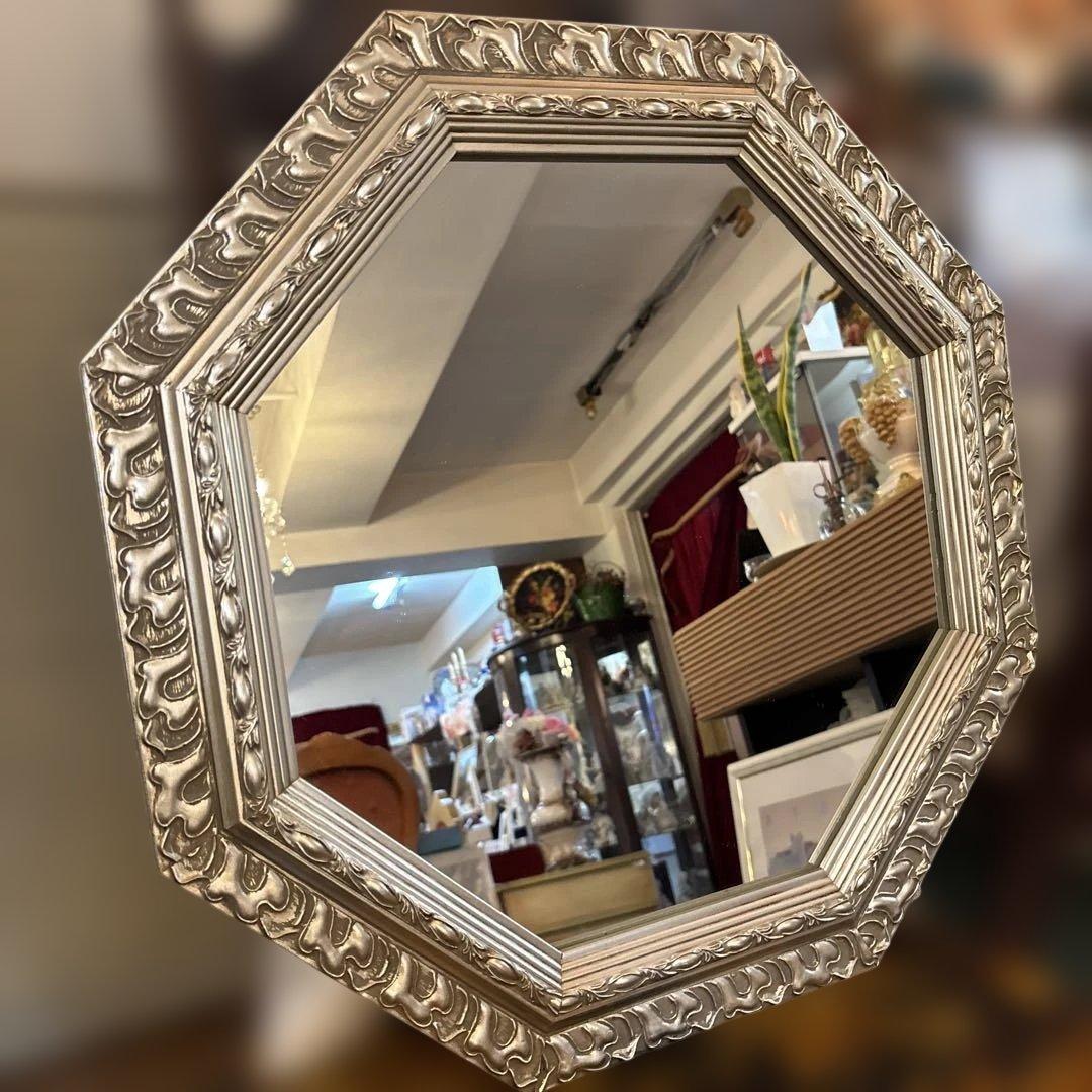 ロココ調装飾　八角形ミラー