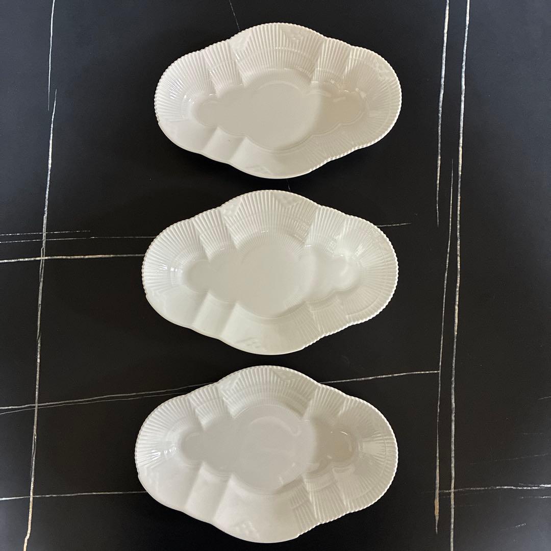 ロイヤルコペンハーゲン ホワイトエレメンツ　オーバルディッシュ　23㎝　3枚