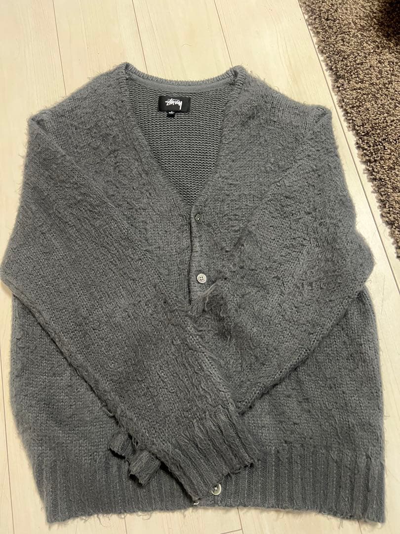 Stussy グレー シャギーカーディガン
