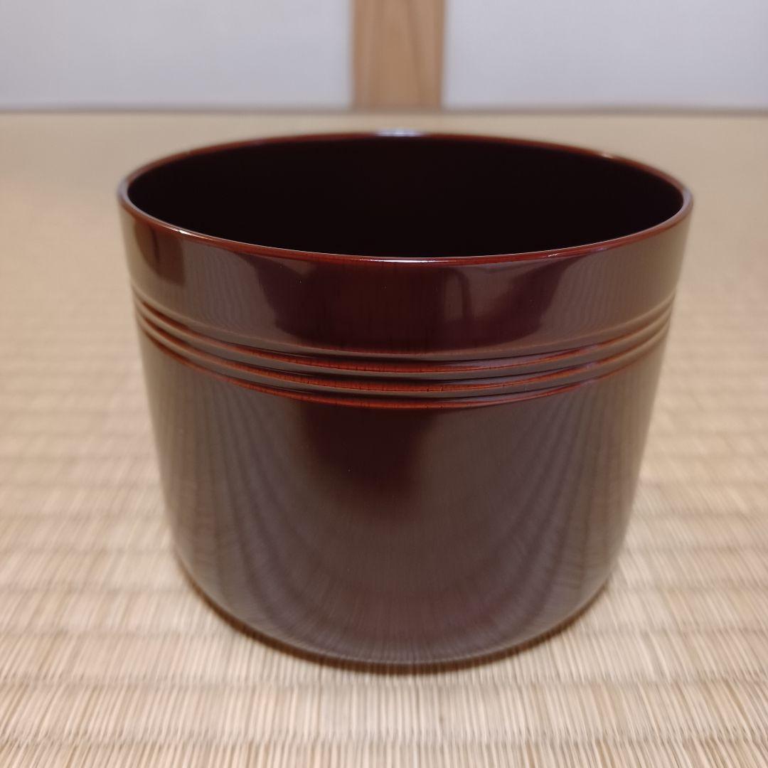 未使用　溜塗　竹建水　桐箱有　茶道具　漆器　漆芸　竹製　⑭