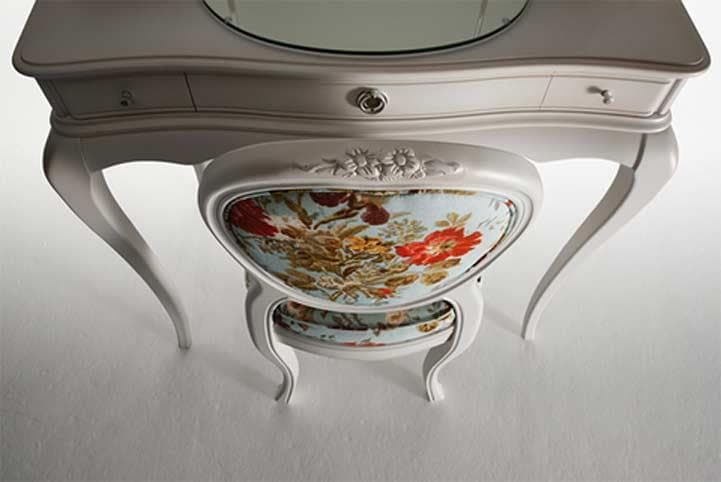 日本製 ドレッサーセット 椅子付き 猫脚 ホワイト カンティーニュ