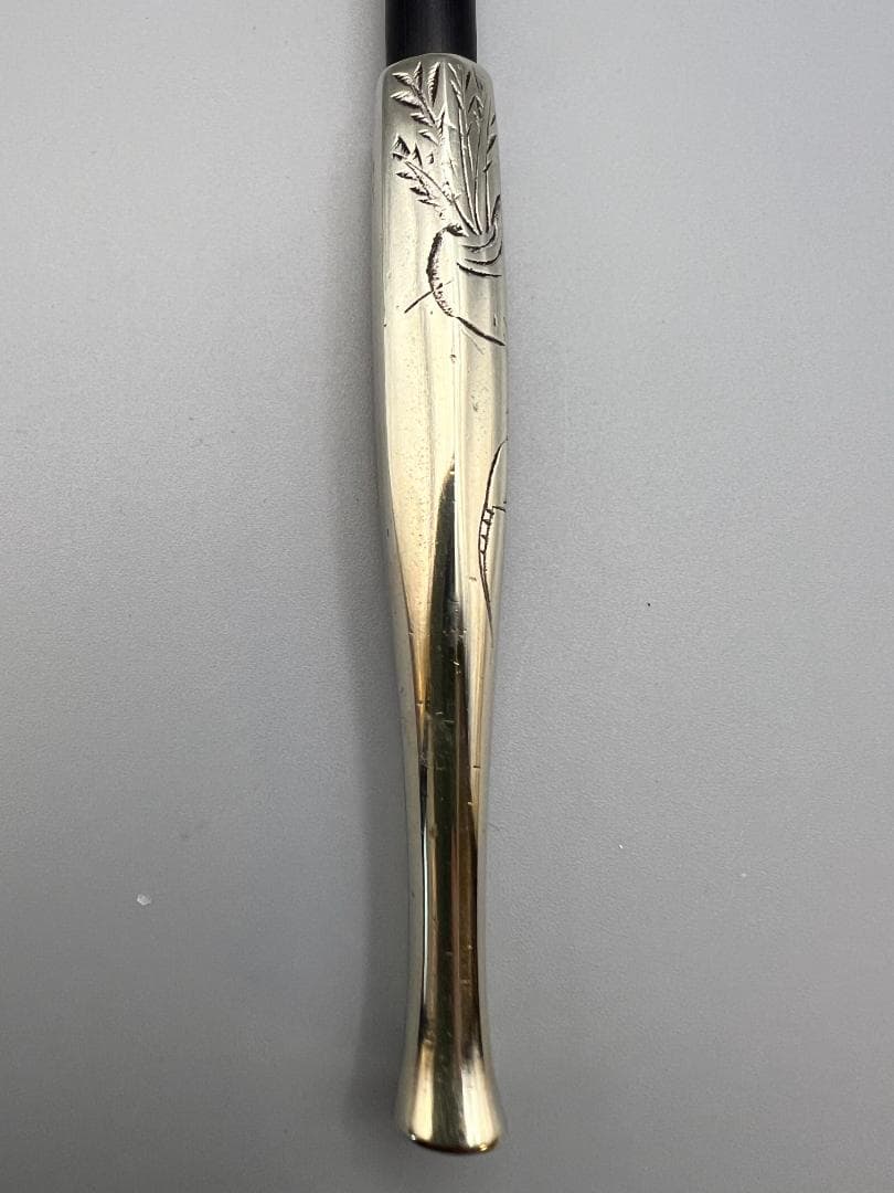 純銀　村田　六角煙管　キセル　かぶ食２匹鼠図　銀細工　アンティーク　重量約45g