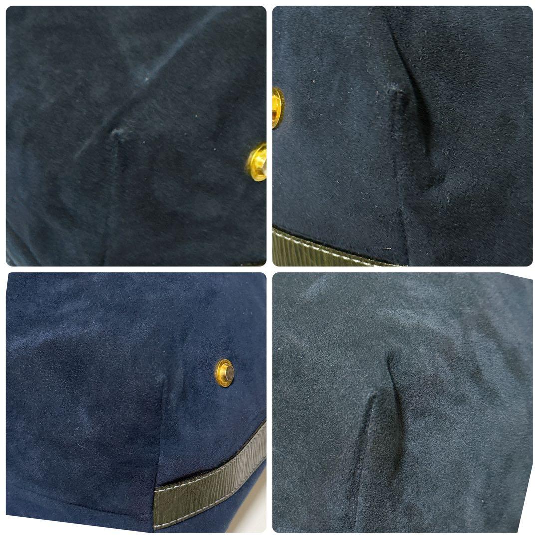 バレンシアガ ボストンバッグ 旅行鞄 ロゴ スエード レザー ゴールド ネイビー