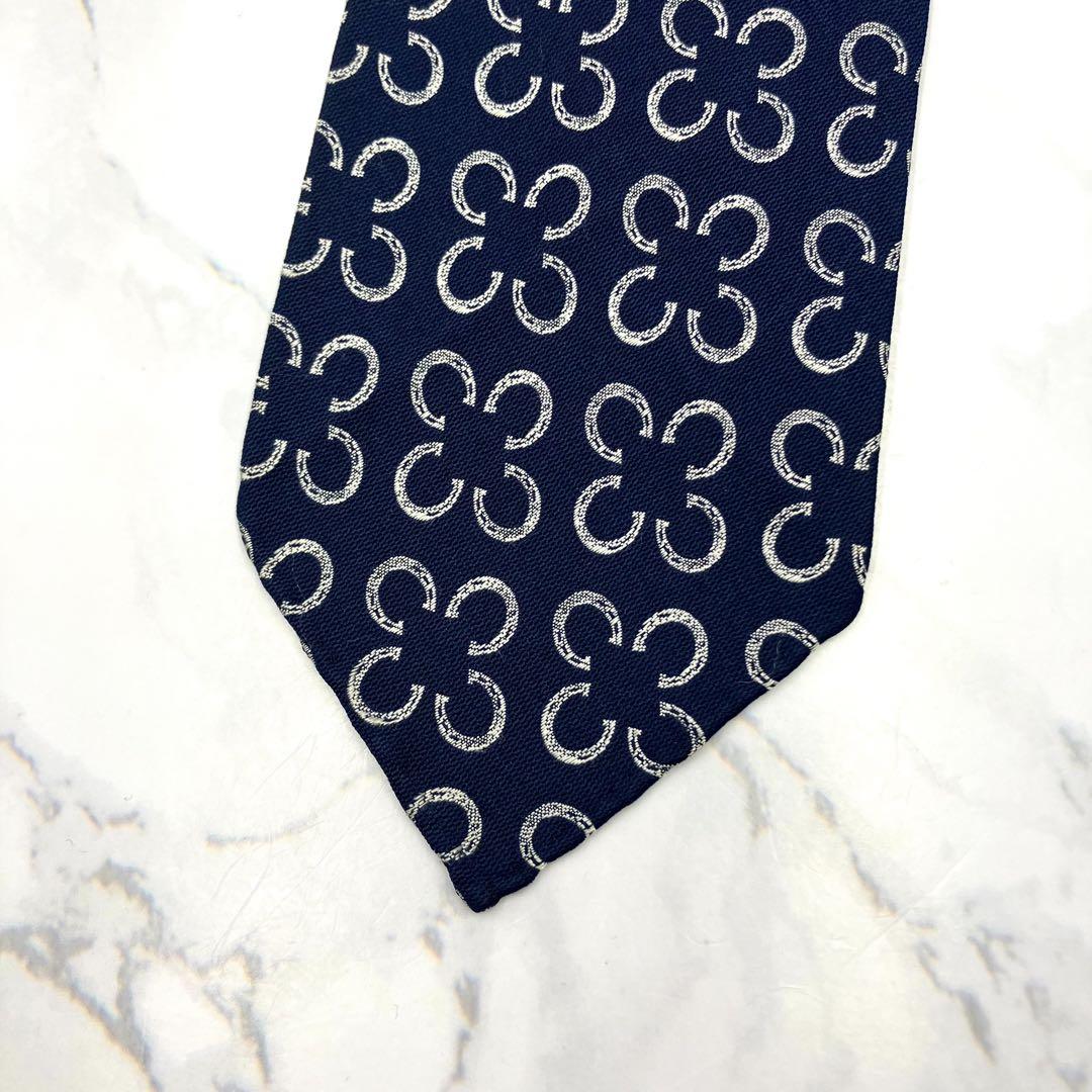 ◆美品◆HERMES エルメス ネクタイ 紺色 ていてつ柄 オシャレ