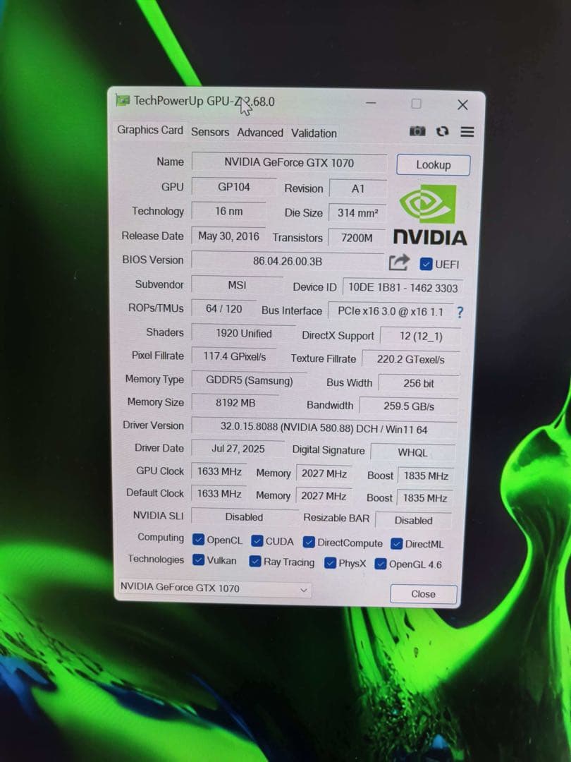 グラフィックボード・グラボ・ビデオカード MSI GeForce GTX 1070 GAMING Z 8G