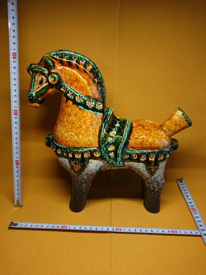 【美品】ウマ　馬　陶器　イタリア　置物　インテリア　工芸品　美術品　A3393