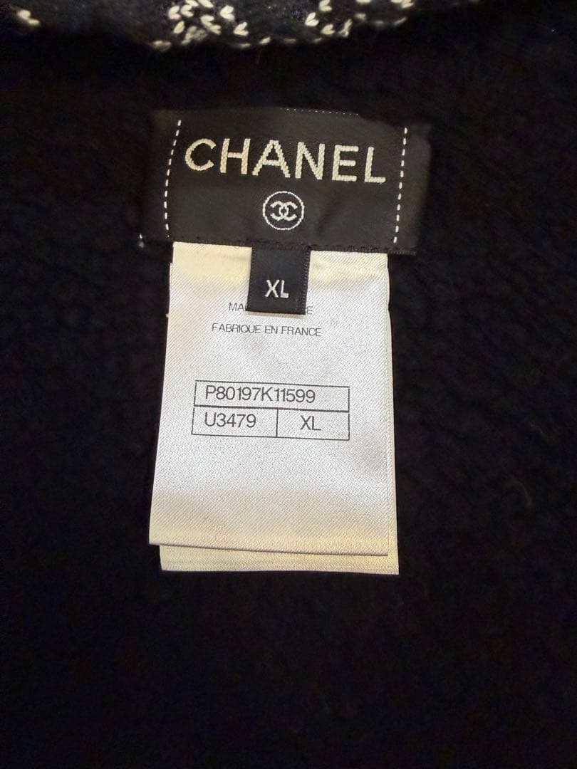 SOS　CHANEL フリース裏地 ブラックパーカー XL