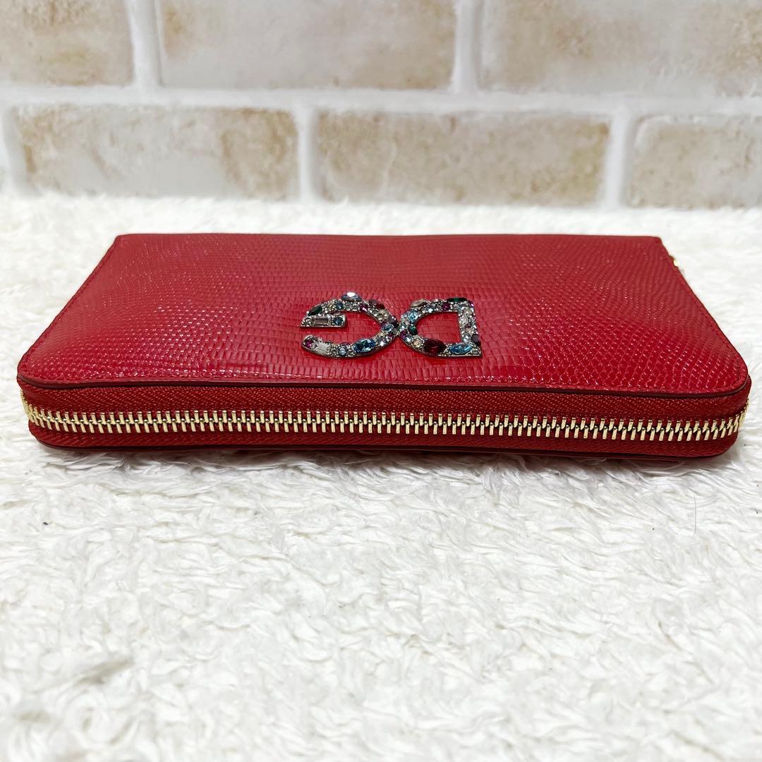 美品 ドルチェアンドガッパーナ 長財布 スタッズ DGロゴ ラウンドジップ