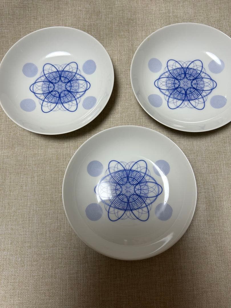 足立育朗　希少品‼️超美品‼️形態波動エネルギーの図形15㎝お皿3枚セット