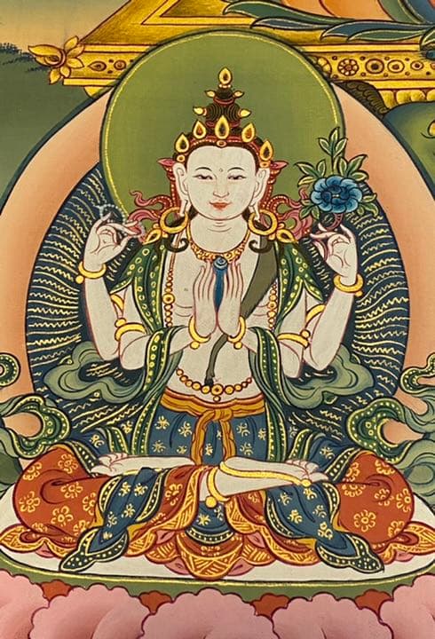 チベットの仏画　阿弥陀如来　手描き