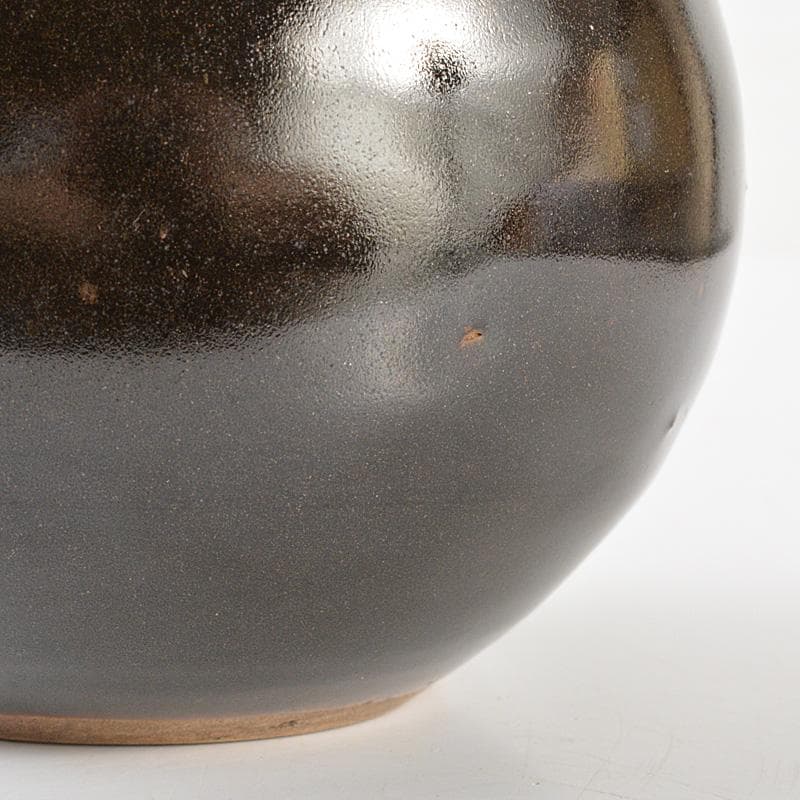 越中瀬戸焼　黒釉　瓢形徳利　時代箱　V　R6459