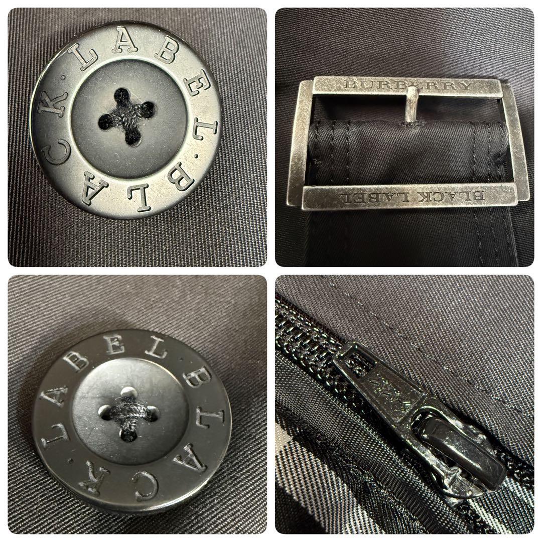 バーバリーブラックレーベル ライナー付 ノバチェック トレンチコート 黒 XL