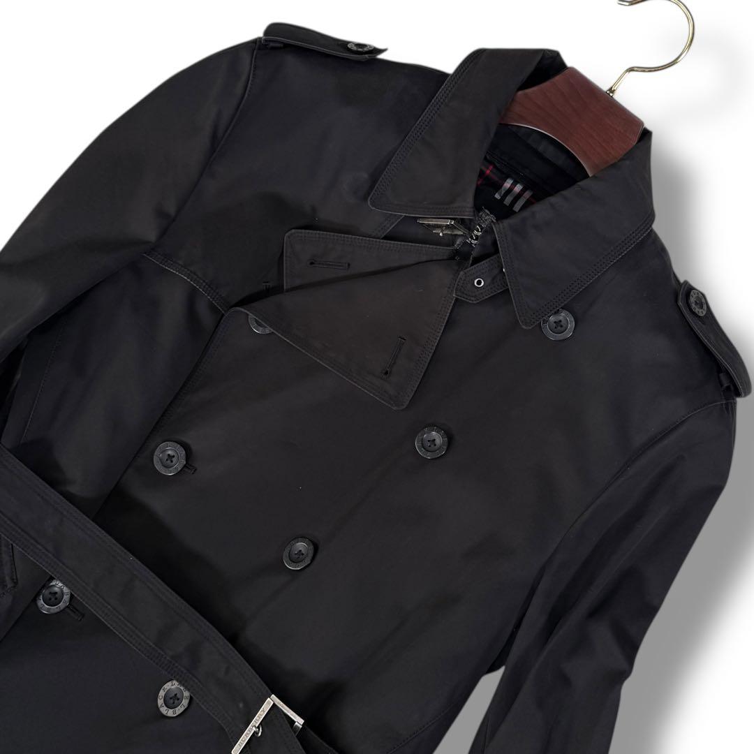 バーバリーブラックレーベル ライナー付 ノバチェック トレンチコート 黒 XL