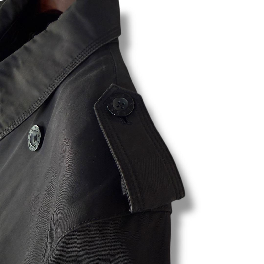 バーバリーブラックレーベル ライナー付 ノバチェック トレンチコート 黒 XL