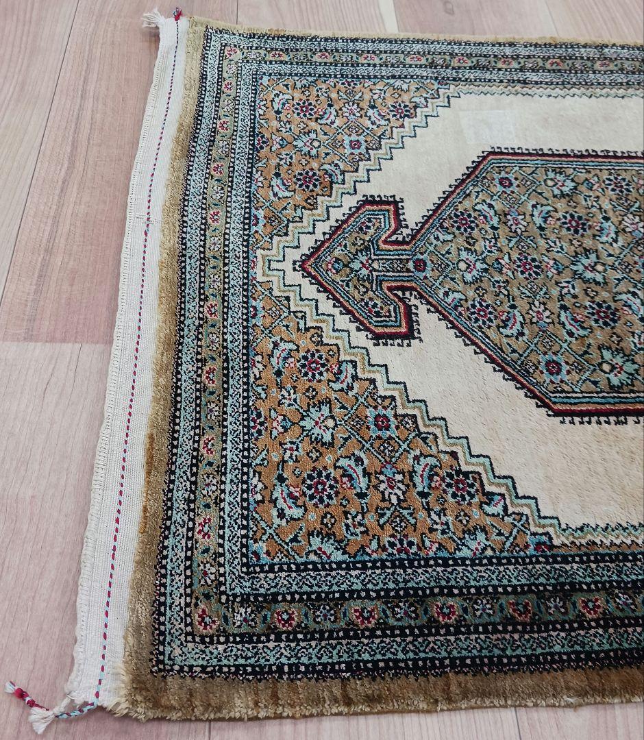 Y3346 高級ペルシャ絨毯 イラン シルク100% 手織り72万ノット