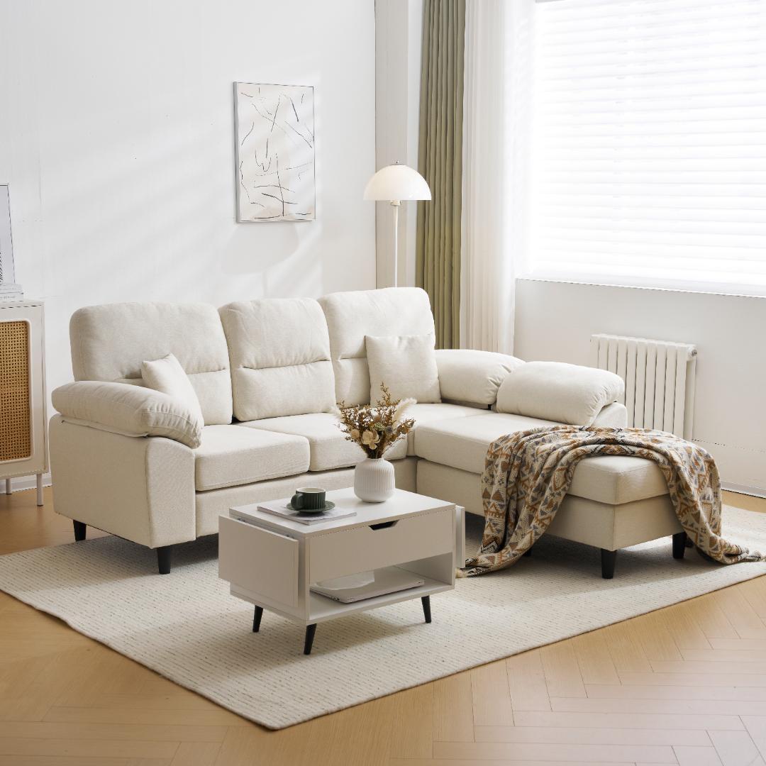 ソファ ソファーセット 5人掛け肘付き コーナー ローソファセット WHITE