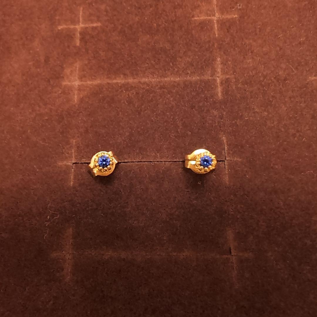 【Ruuu】ete　18K　フルール　ピアス　サファイヤ　9月