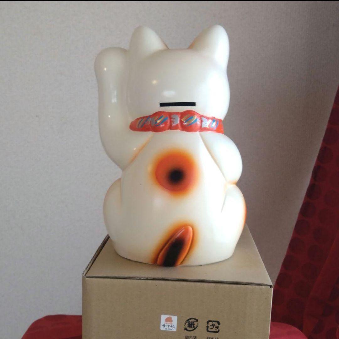 2/8迄特別値引✨人呼び、人気運up招き猫☆白猫左手上げ7号・特別製作希少