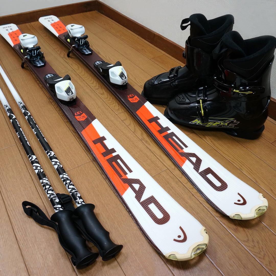 メンテ済 137cm 靴25cm HEAD カービングスキーセット (140