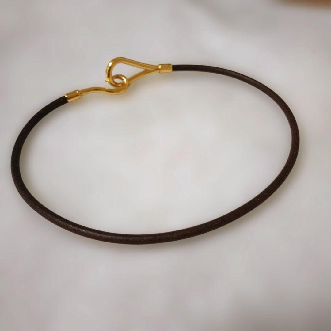 エルメス HERMES ジャンボ レザー チョーカー 2重ブレスレット ブラウン