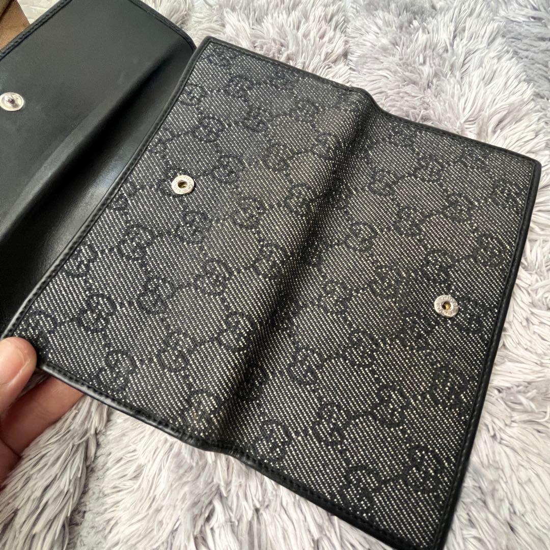 良品　GUCCI GGキャンバス 長財布　ブラック　札入れ　小銭入れ　メンズ