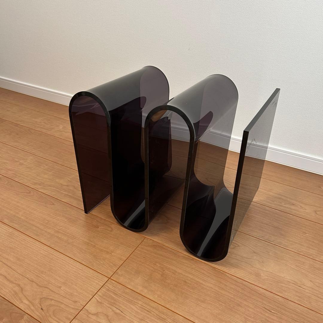 Ｓ字型　透明　黒　アクリル　サイドテーブル　ラック　本棚　北欧　インテリア