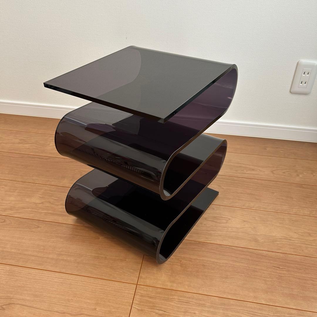 Ｓ字型　透明　黒　アクリル　サイドテーブル　ラック　本棚　北欧　インテリア