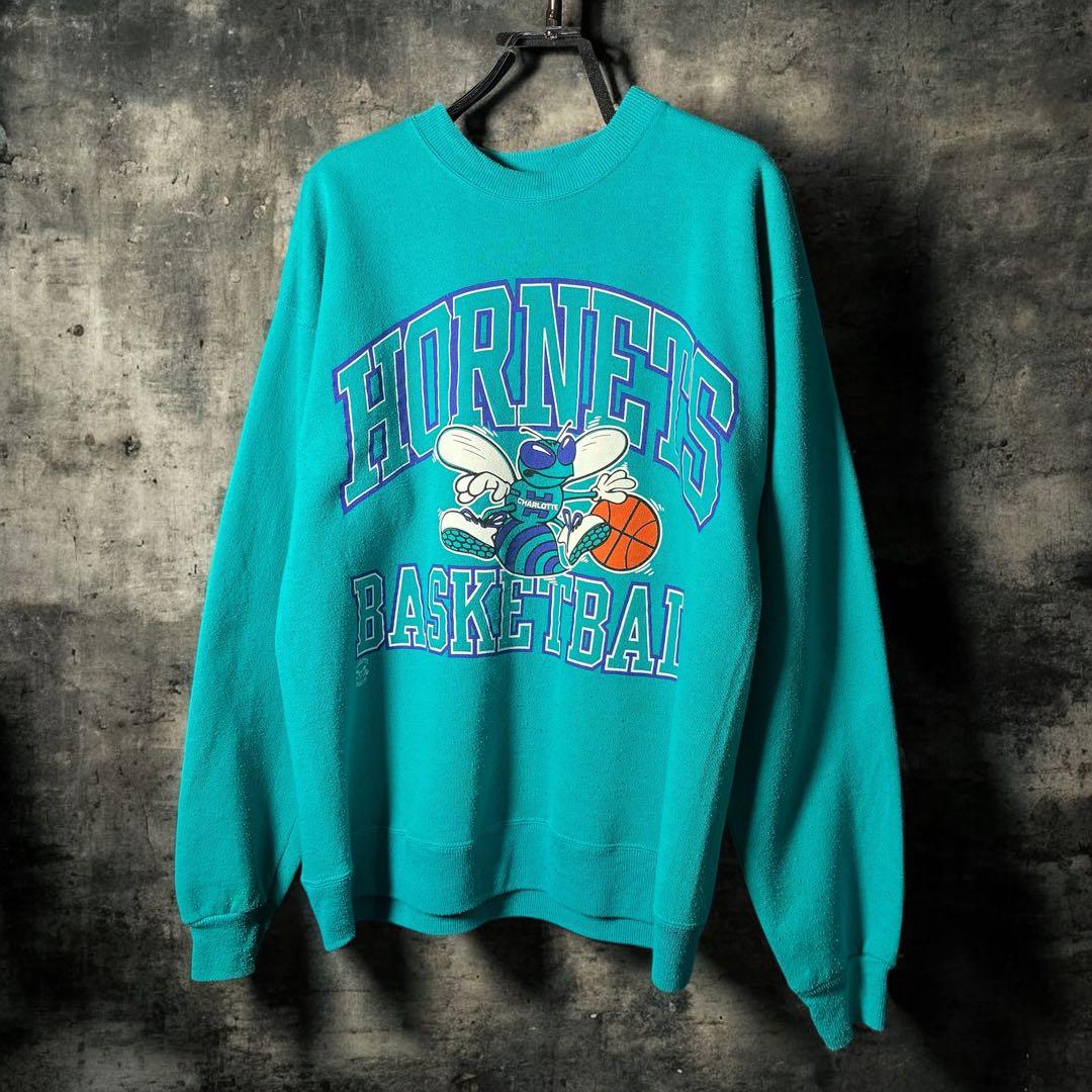 90s USA製 Hanes NBA HORNETS スウェット　アイスブルー